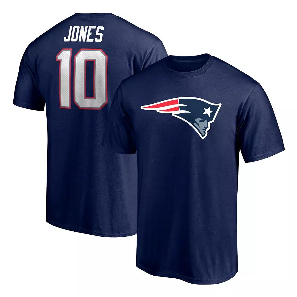 Men's Fanatics Branded Mac Jones Navy New England Patriots Player Icon T-Shirt, Size: Large, Blue Product Image