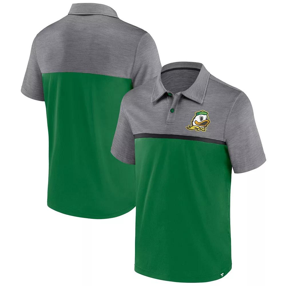 Men's Fanatics Branded Green/Gray Oregon Ducks Polo, Size: Small Product Image