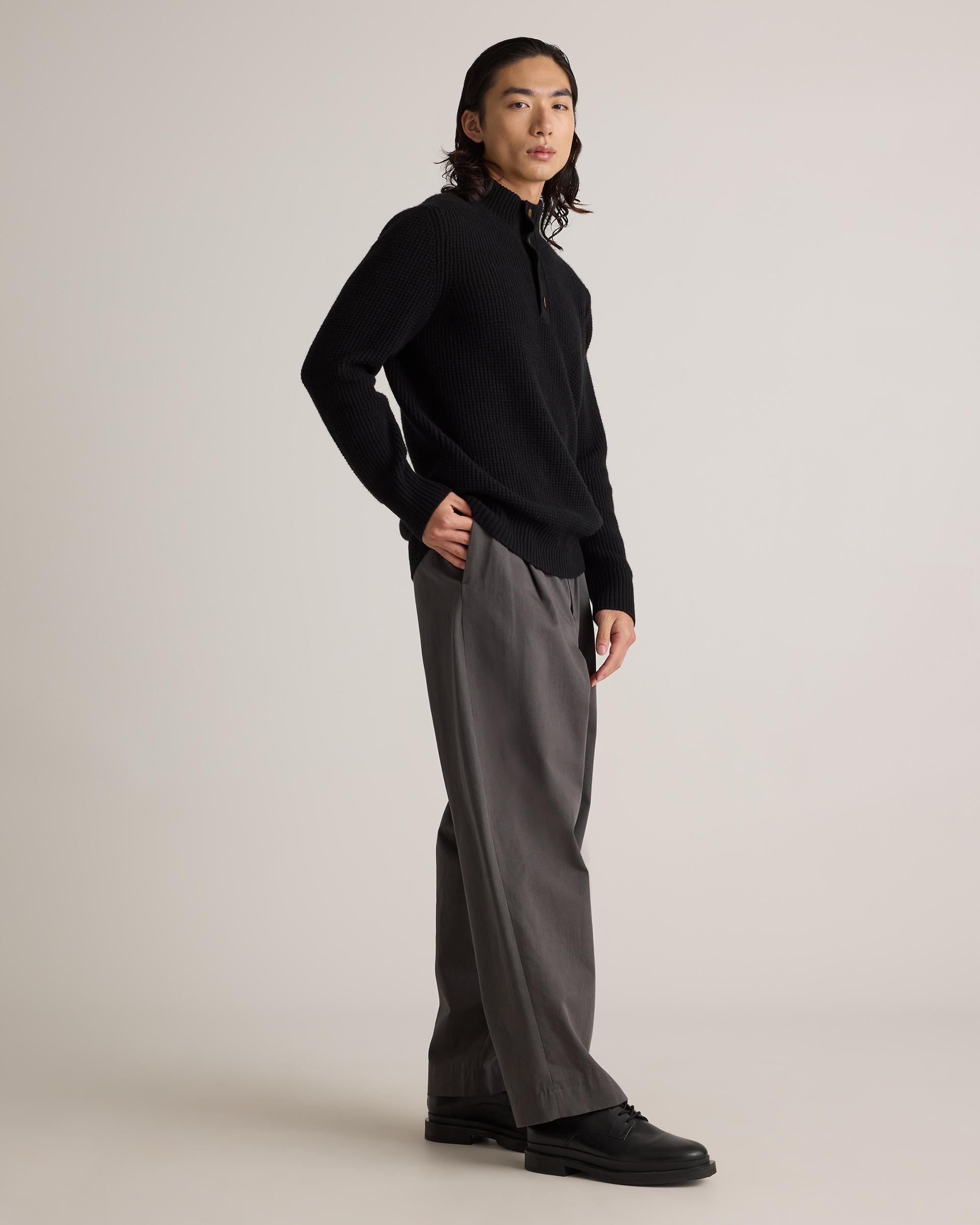 Quince | Men's Mongolian Cashmere Waffle Quarter Button Sweater Product Image