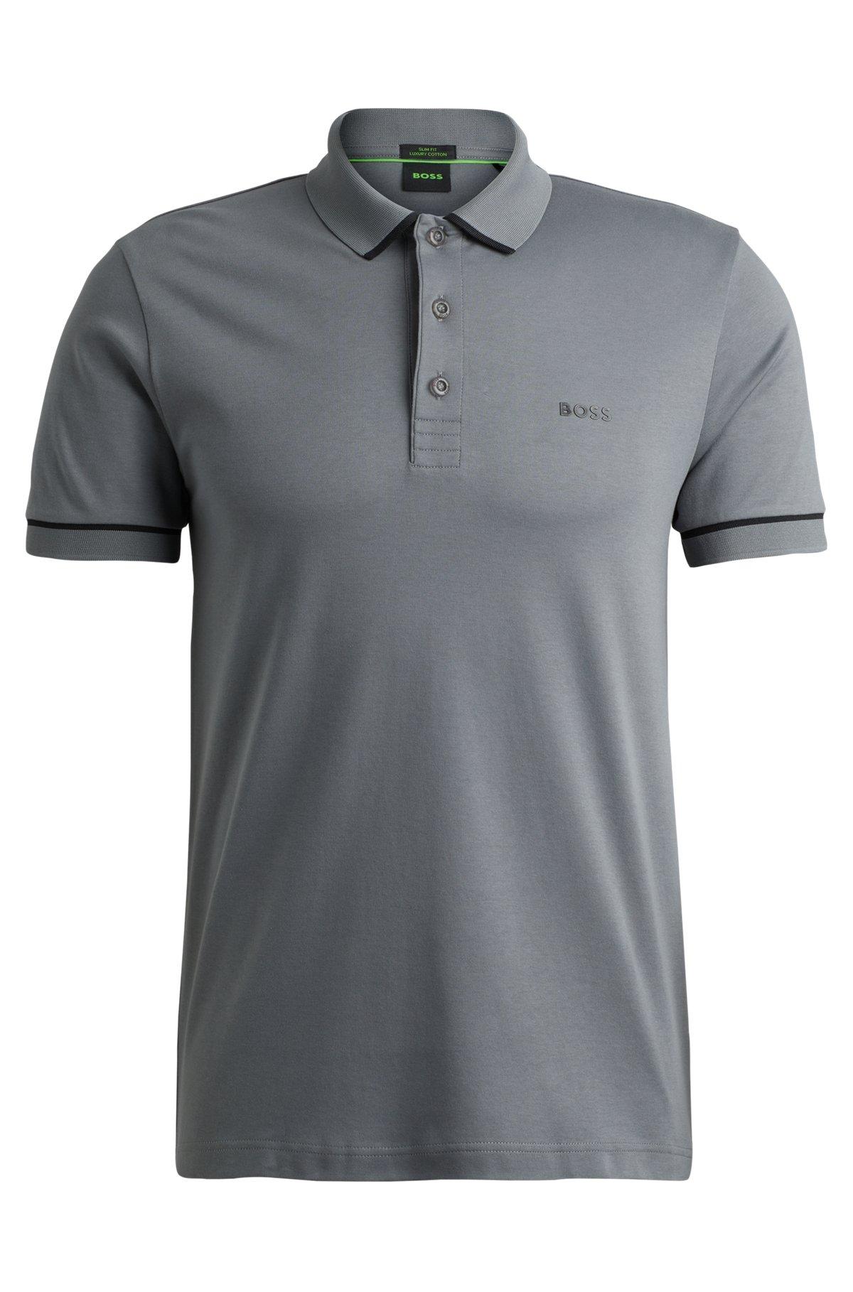 Interlock-cotton slim-fit polo shirt with contrast trims Product Image