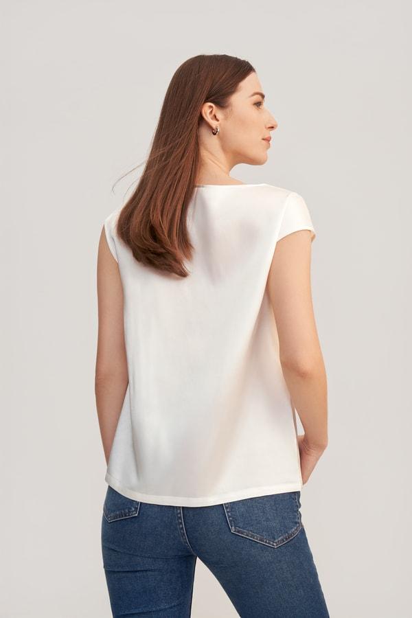 LILYSILK Silk T Shirt for Women White Pure Silk Soft Classic Light and Soft S Product Image