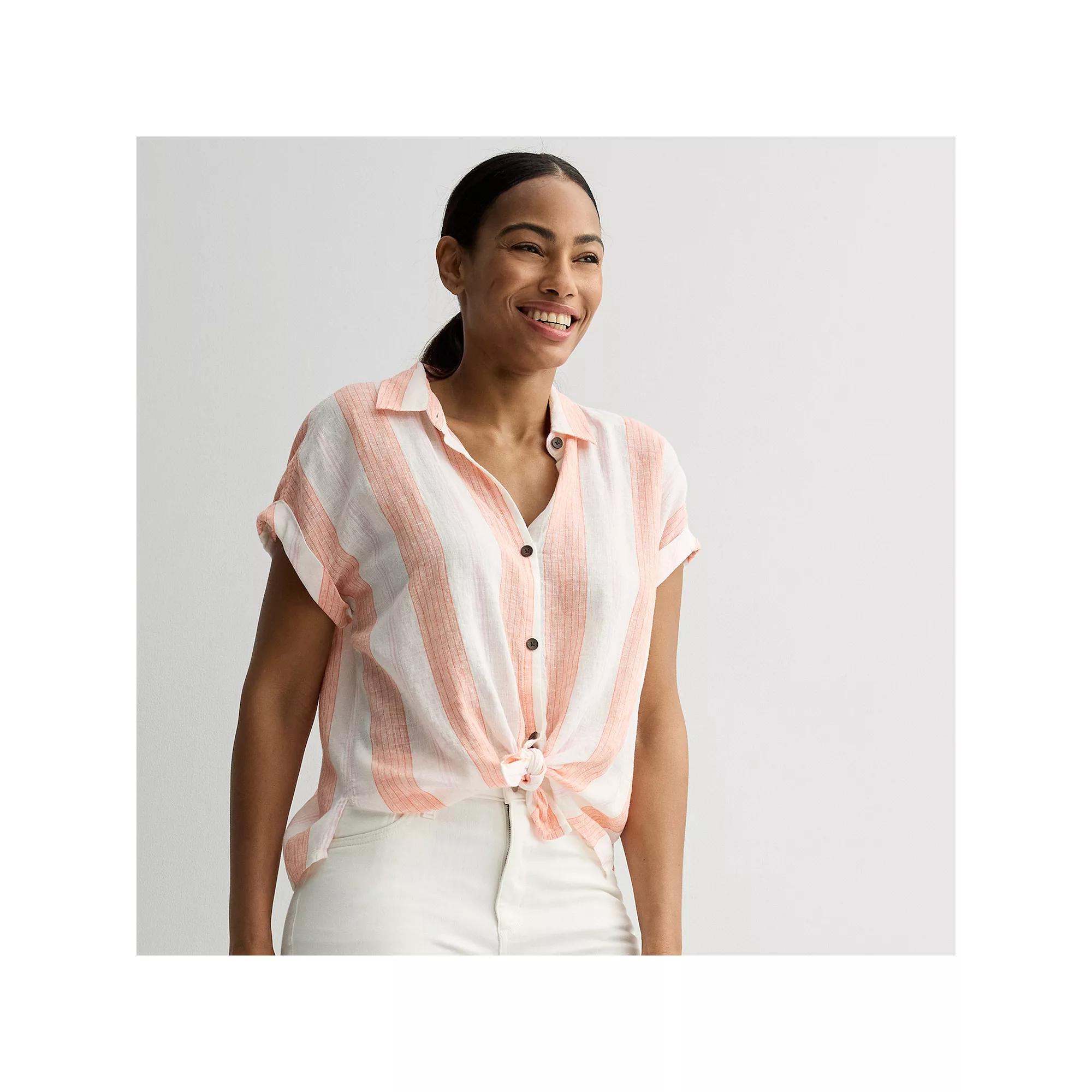 Women's Sonoma Goods For Life® Camp Shirt, Size: XS, Pink Pink Stripe Product Image