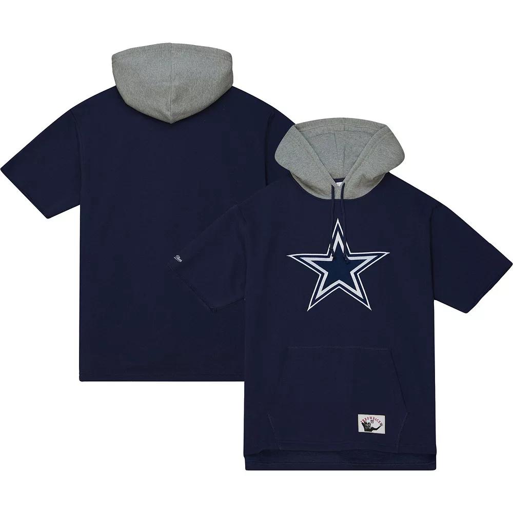 Men's Mitchell & Ness Navy Dallas Cowboys Postgame Short Sleeve Hoodie, Size: Medium, Blue Product Image