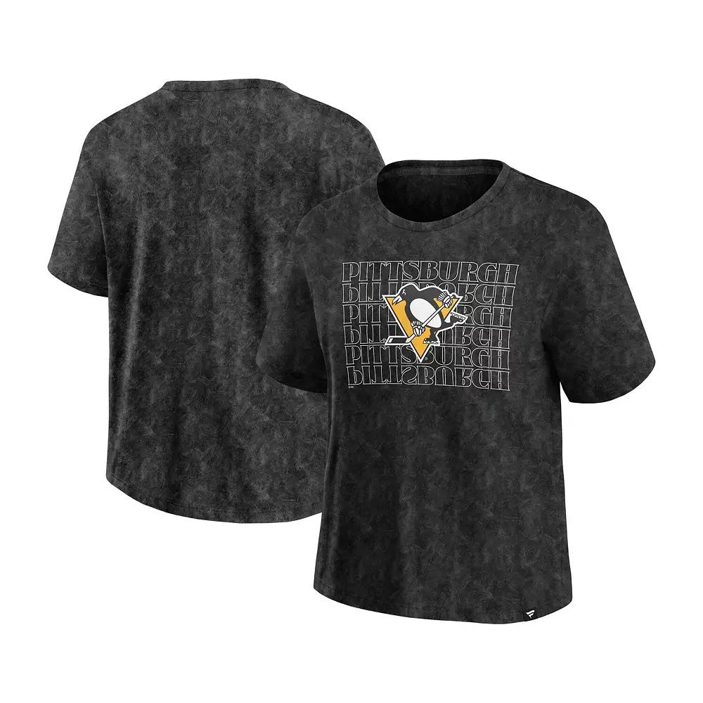 Women's Fanatics Black Pittsburgh Penguins Faded Wash T-Shirt,  Product Image