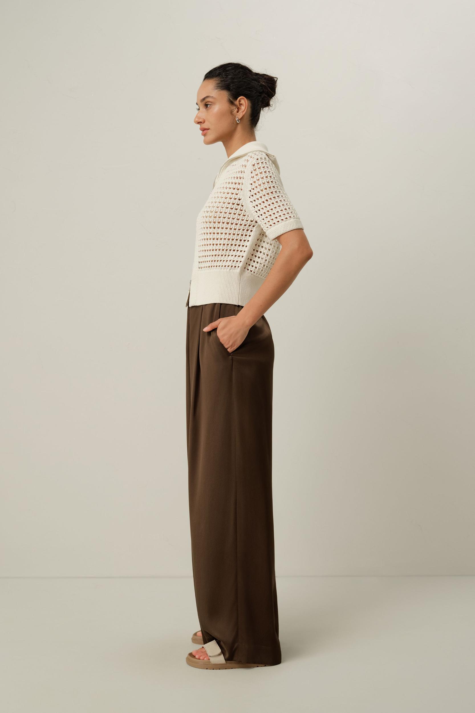 Toscana Pointelle Knit Double-Zip Cardigan Product Image