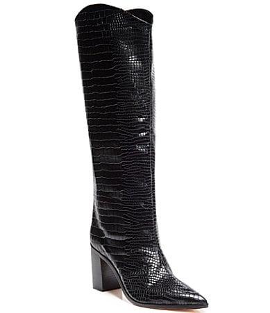 Schutz Maryana Leather Knee-High Croc Boot Womens at Urban Outfitters Product Image