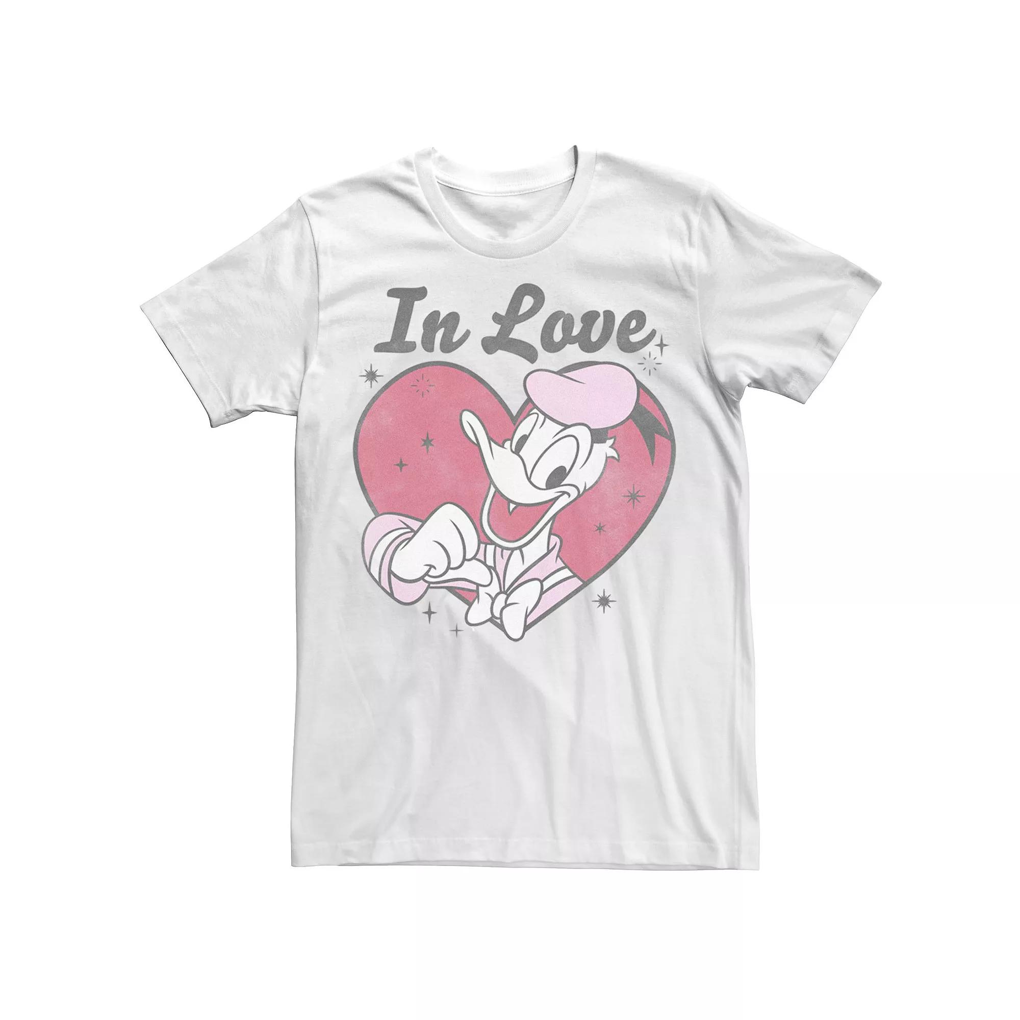 Disney's Mickey And Friends Men's Valentine's Day Donald In Love Tee, Size: XXL, White Product Image