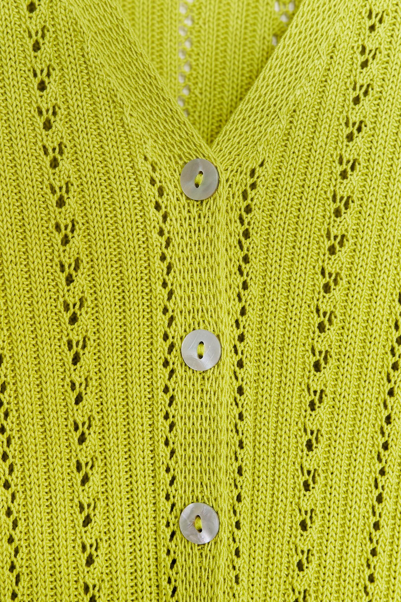 POINTELLE RUFFLED KNIT CARDIGAN Product Image