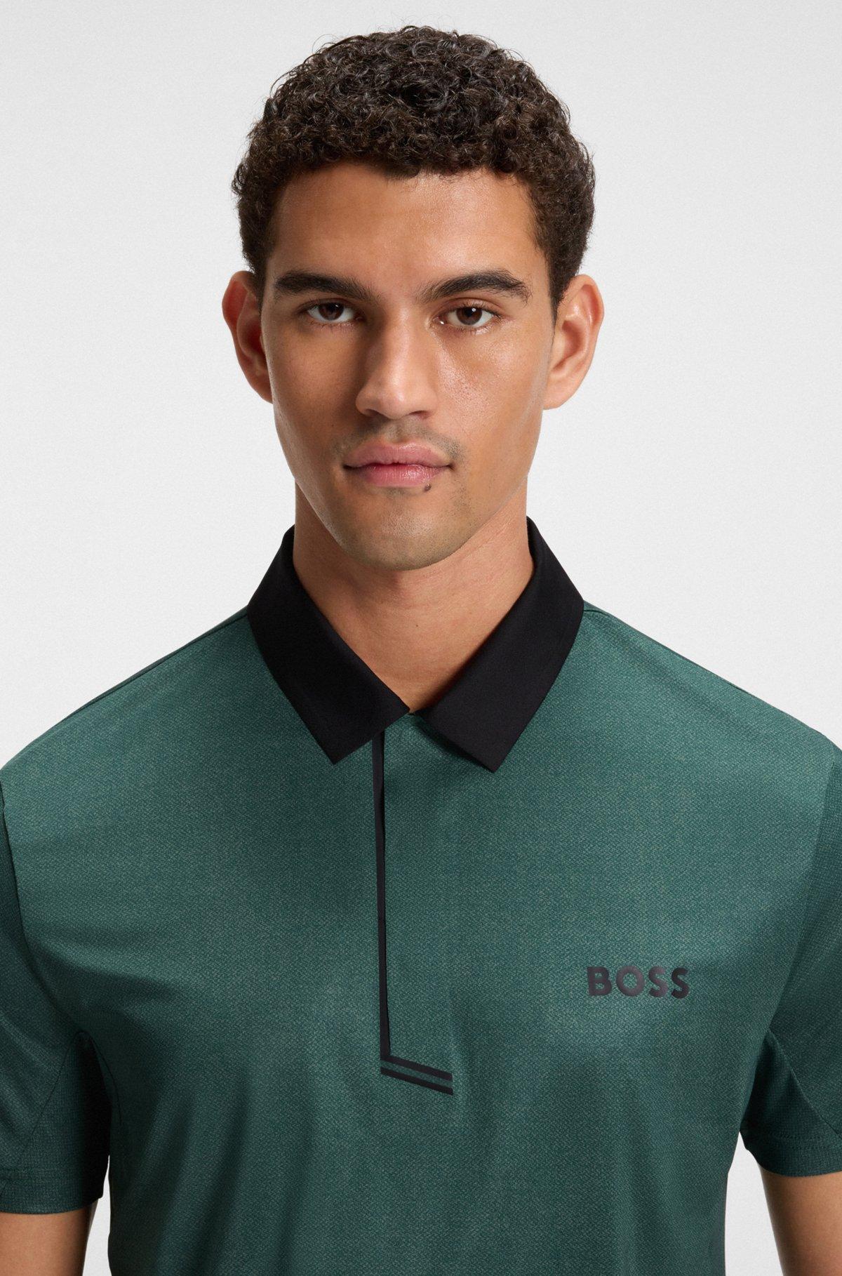 Stretch-cotton slim-fit polo shirt with printed logo Product Image