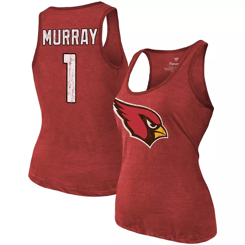 Women's Fanatics Branded Heathered Cardinal Arizona Cardinals Name & Number Tri-Blend Tank Top,  Product Image