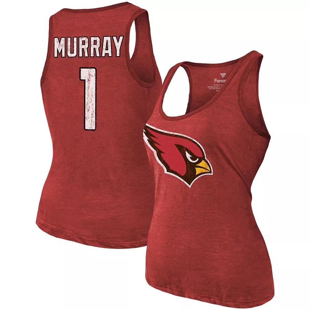 Women's Fanatics Branded Heathered Cardinal Arizona Cardinals Name & Number Tri-Blend Tank Top,  Product Image