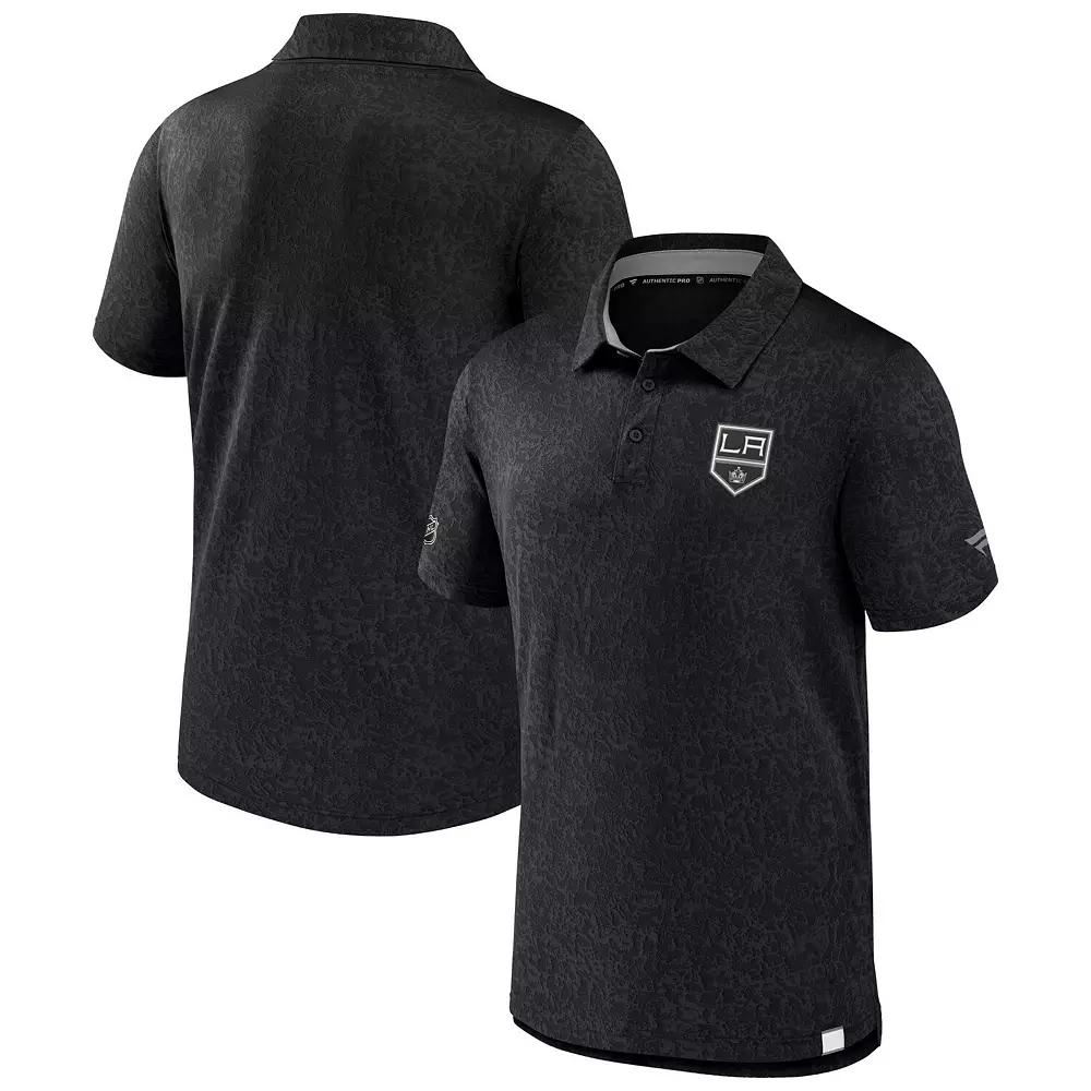 Men's Fanatics Branded Black Los Angeles Kings Authentic Pro Jacquard Polo,  Product Image