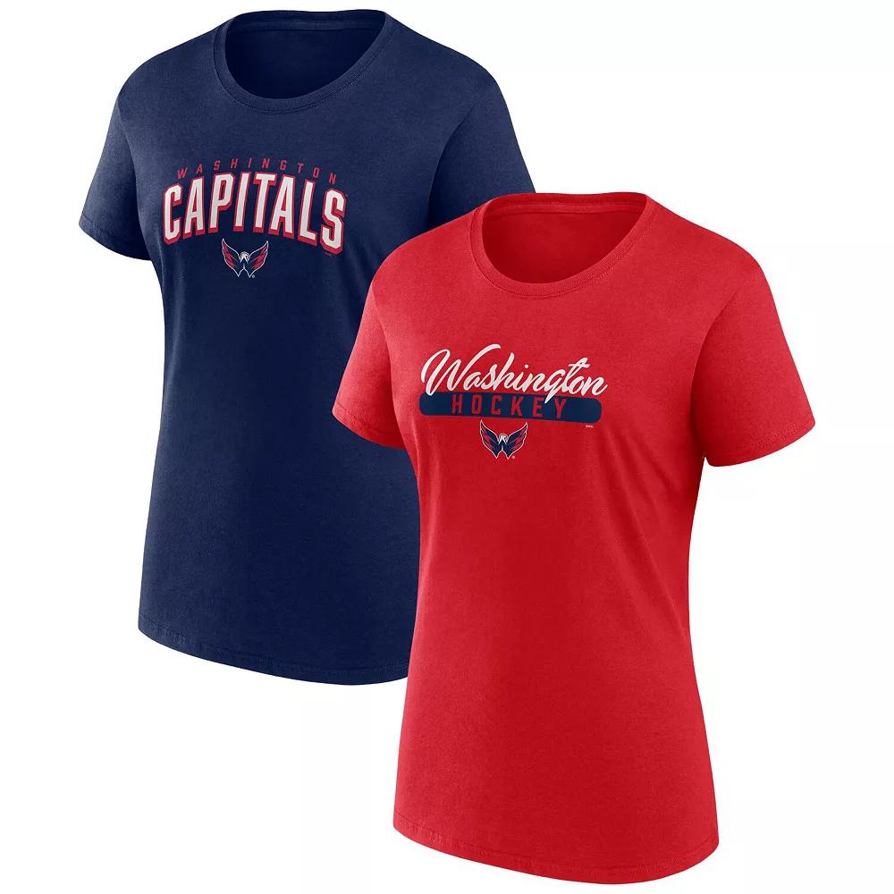 Women's Fanatics Branded Red/Navy Washington Capitals Two-Pack Fan T-shirt Set,  Product Image