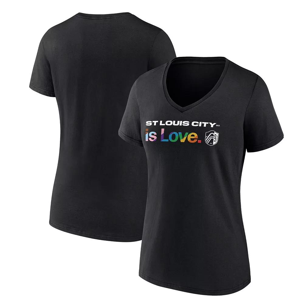 Women's Fanatics Black St. Louis City SC Lucky City Pride V-Neck T-Shirt, Size: XL, Slc Black Product Image