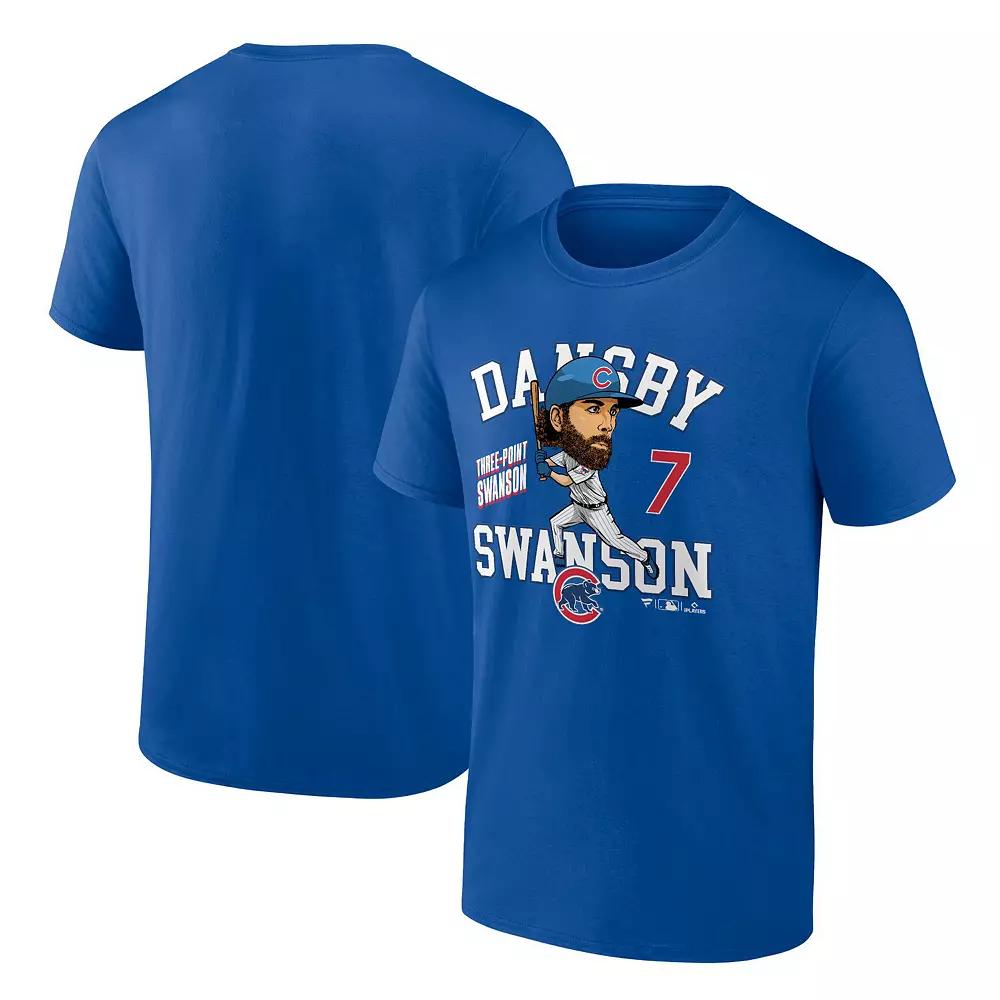 Men's Fanatics Dansby Swanson Royal Chicago Cubs Hometown Caricature T-Shirt, Size: Large, Blue Product Image