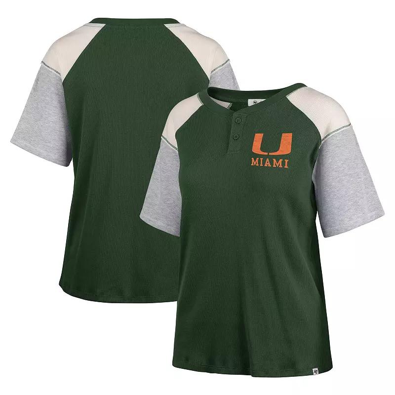 Women's '47 Green Michigan State Spartans Underline Harvey Colorblock Raglan Henley T-Shirt,  Product Image