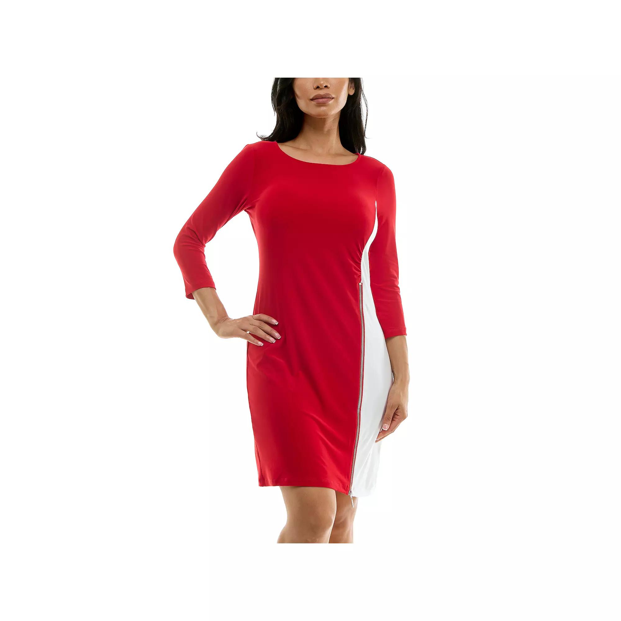 Women's Nina Leonard Colorblock Faux-Wrap Mini Dress,  Product Image