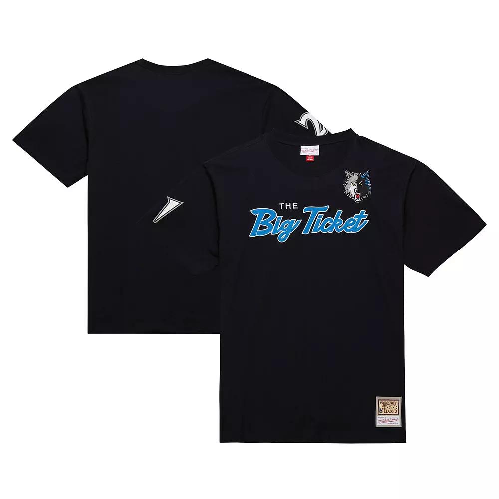 Men's Mitchell & Ness Kevin Garnett Black Minnesota Timberwolves Premium Nickname T-Shirt,  Product Image