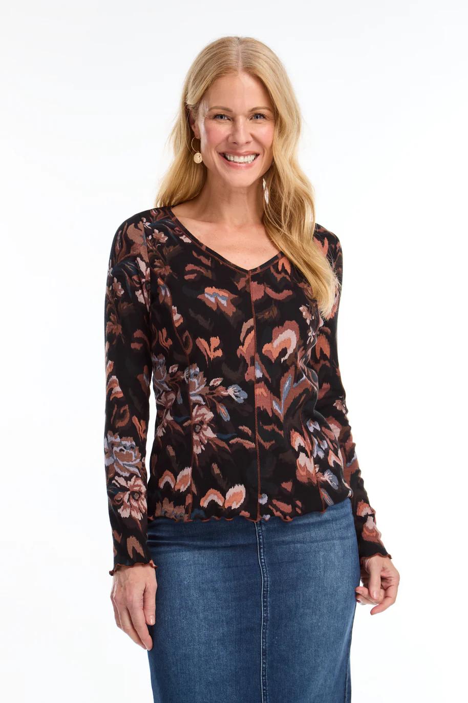 Long-Sleeve V-Neck Top Product Image
