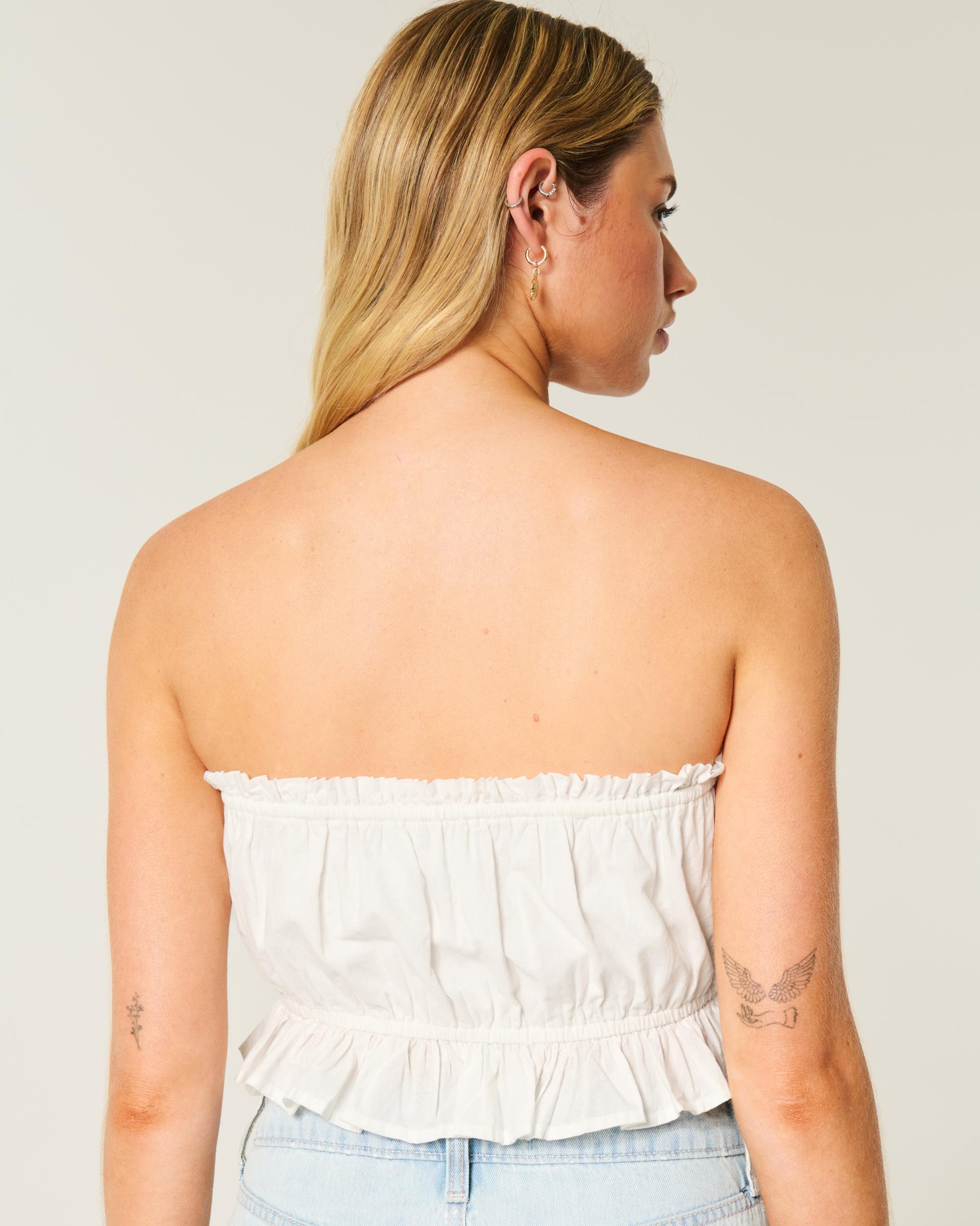 Easy Crop Strapless Lace Inset Tube Top Product Image