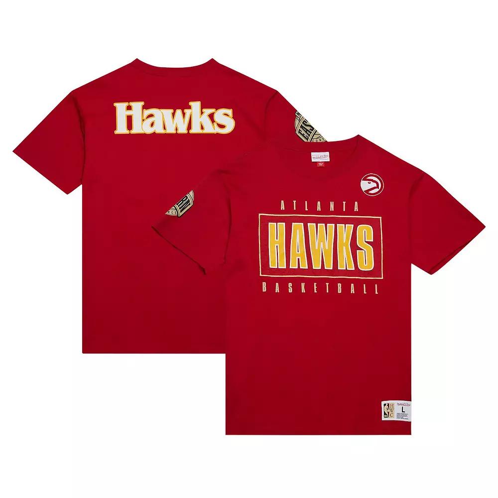 Men's Mitchell & Ness Red Atlanta Hawks Hardwood Classics Team OG 2.0 Premium Vintage Logo T-Shirt,  Product Image