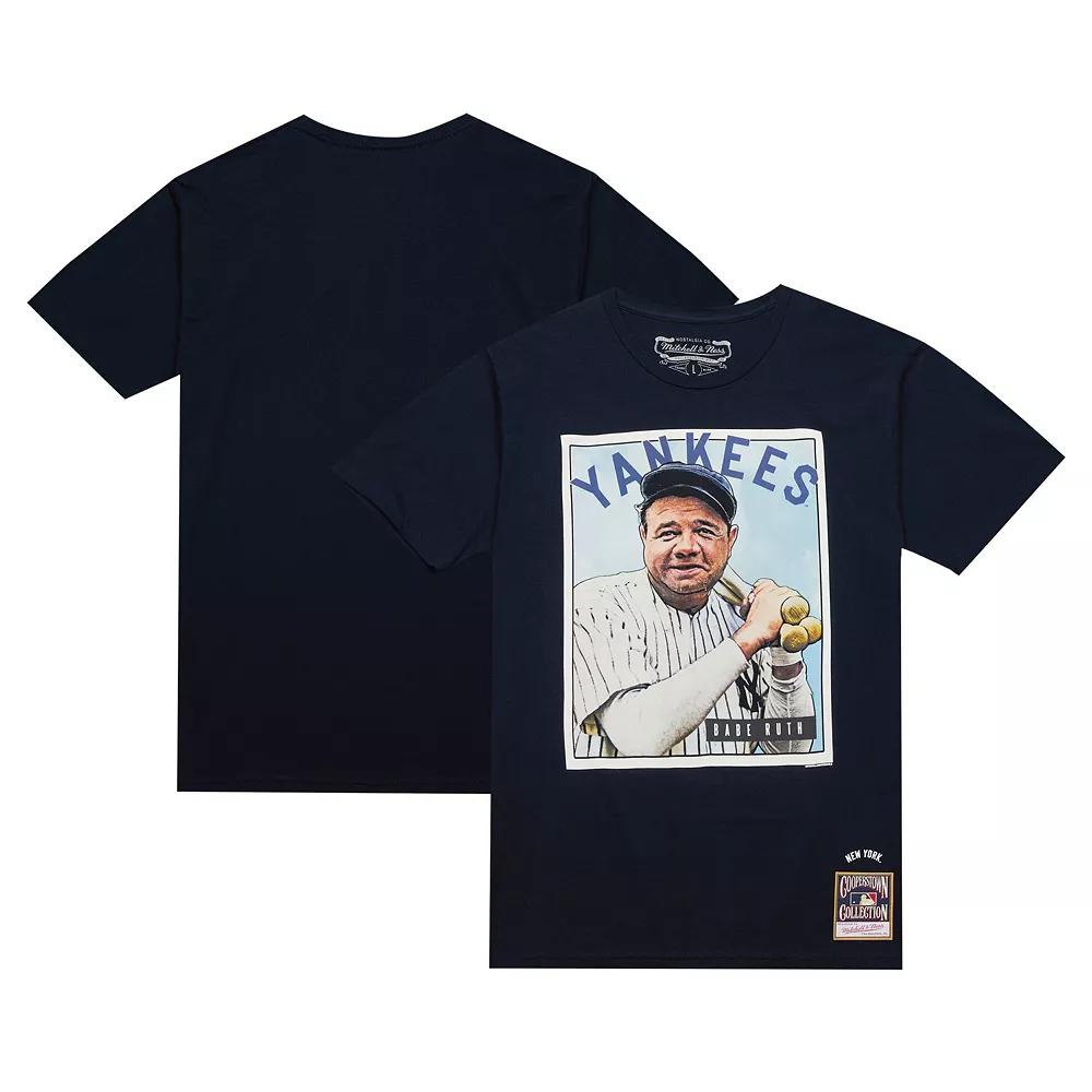 Men's Mitchell & Ness Babe Ruth Navy New York Yankees Cooperstown Collection Collectors Connection T-Shirt, Size: XL, Blue Product Image