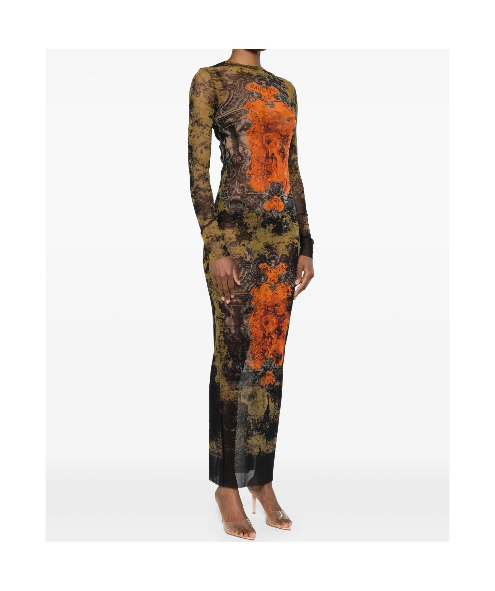 JEAN PAUL GAULTIER Graphic Print Full-length Dress With Long Sleeves In Black Product Image