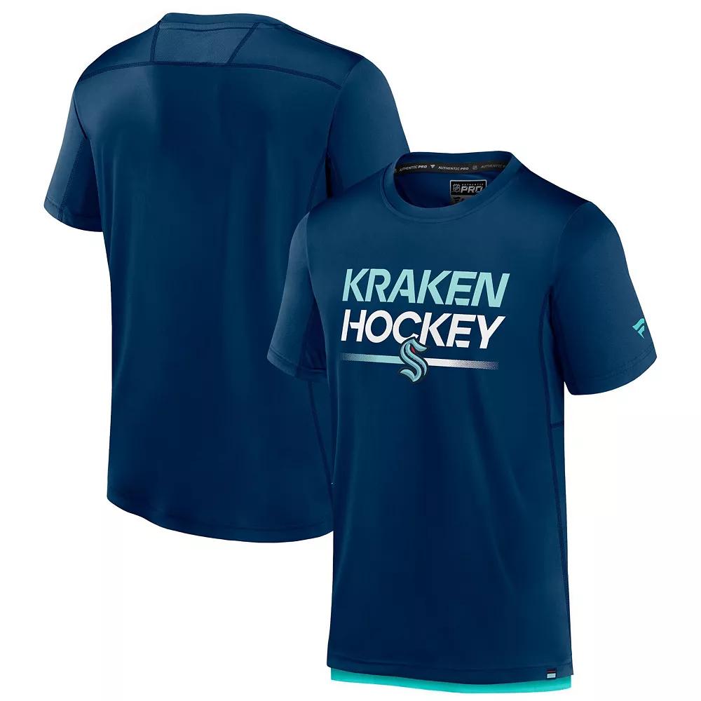 Men's Fanatics Branded Deep Sea Blue Seattle Kraken Authentic Pro Tech T-Shirt,  Product Image