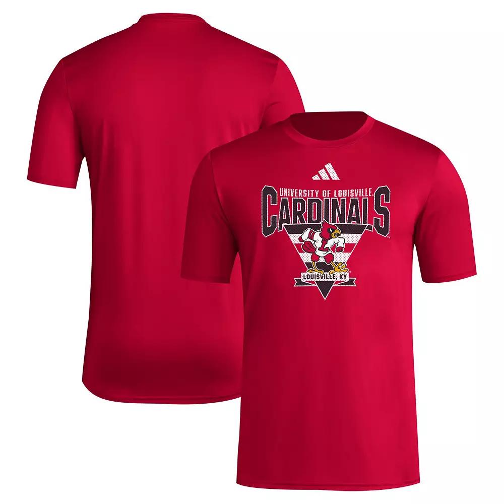 Men's adidas Red Louisville Cardinals 2024 Locker Trilateral Pre-Game T-Shirt,  Product Image