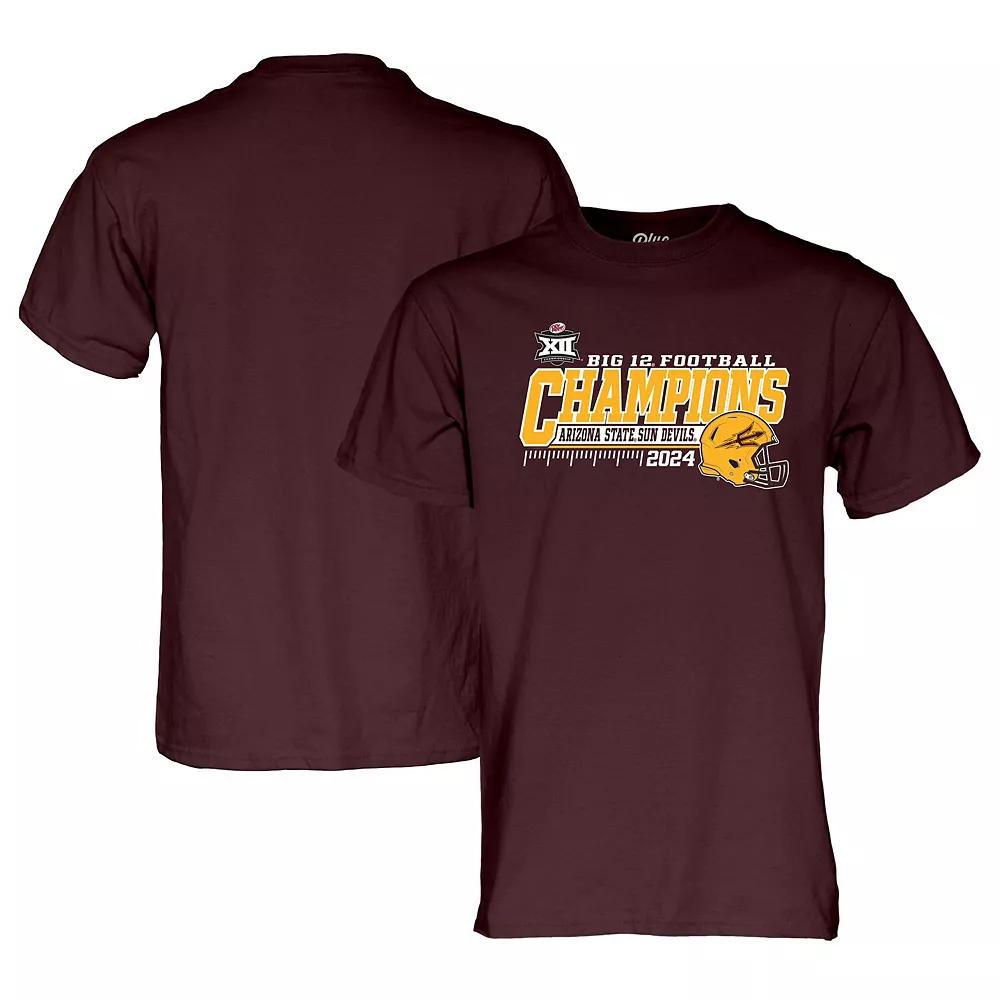 Mens Blue 84 Maroon Arizona State Sun Devils 2024 Big 12 Football Conference Champions Locker Room T-Shirt Product Image
