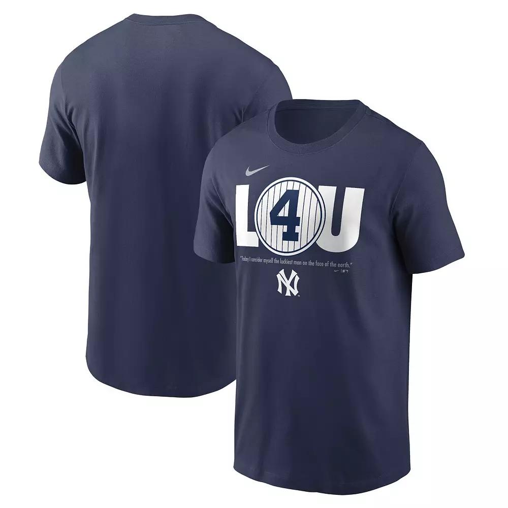 Men's Nike Lou Gehrig Navy New York Yankees Cooperstown Collection Lou Gehrig Day Retired Number T-Shirt, Size: Small, Blue Product Image