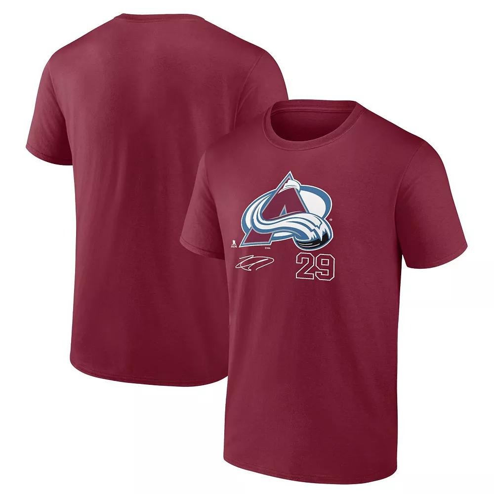 Men's Fanatics Branded Nathan MacKinnon Burgundy Colorado Avalanche Name and Number T-Shirt, Size: XL, Med Re Product Image