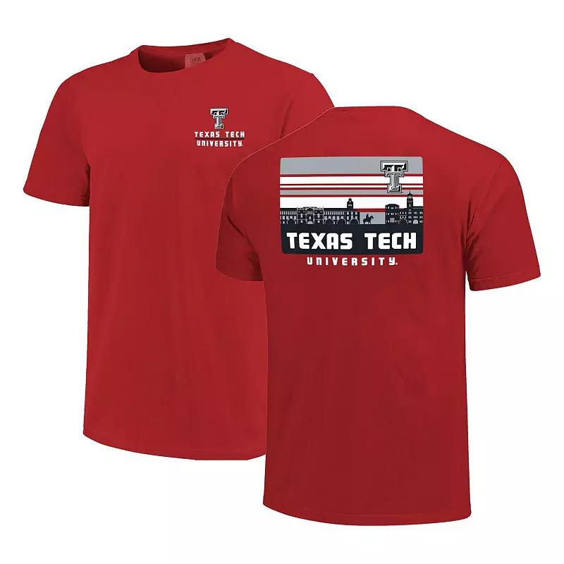 Men's Red Texas Tech Red Raiders Striped Campus Skyline T-Shirt,  Product Image