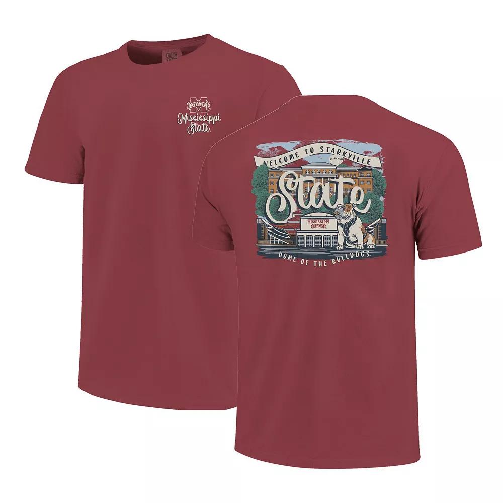 Women's Maroon Mississippi State Bulldogs Comfort Colors Campus Scene Drawing Script T-Shirt,  Product Image