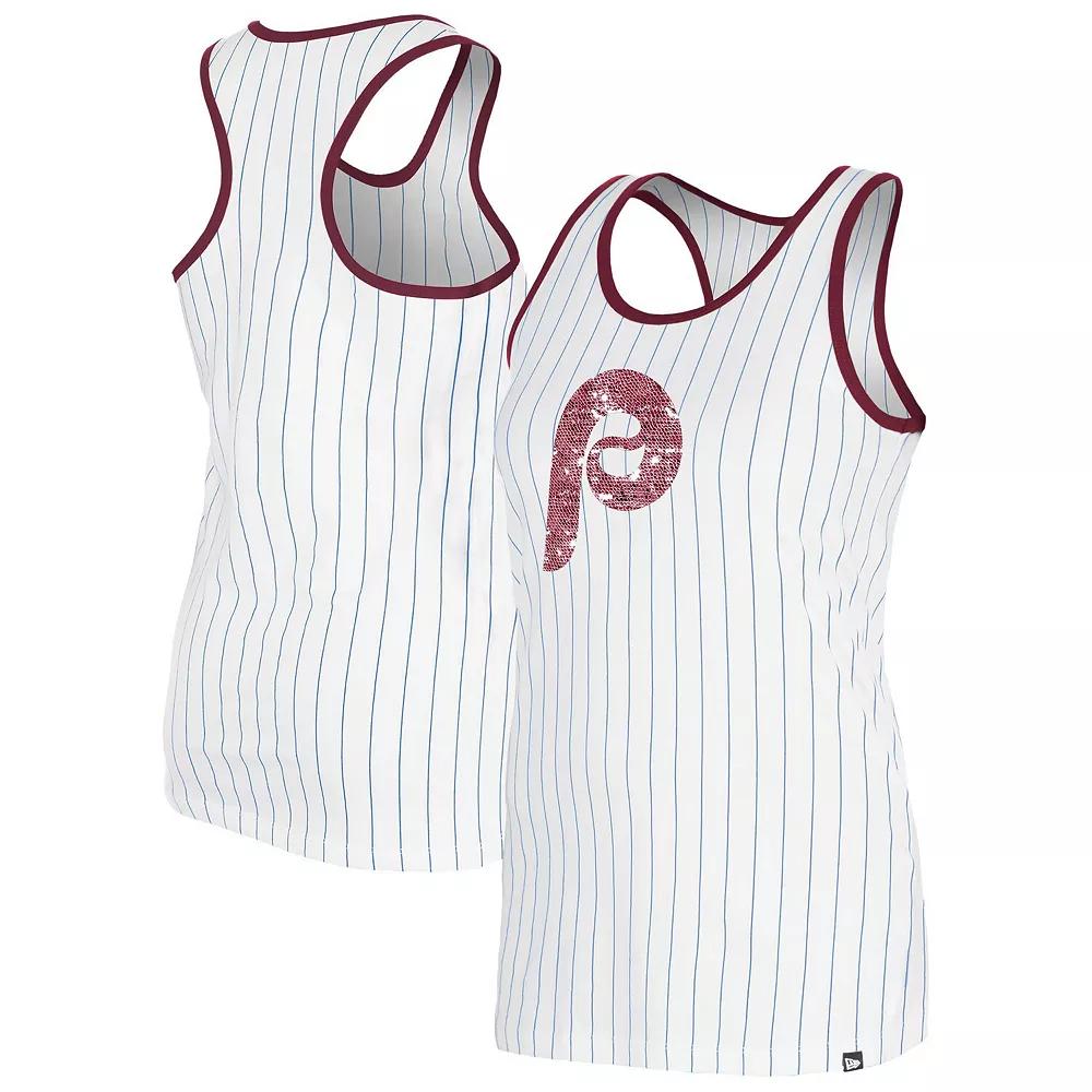 Women's New Era White Philadelphia Phillies Gameday Pinstripe Tank Top, Size: XL Product Image