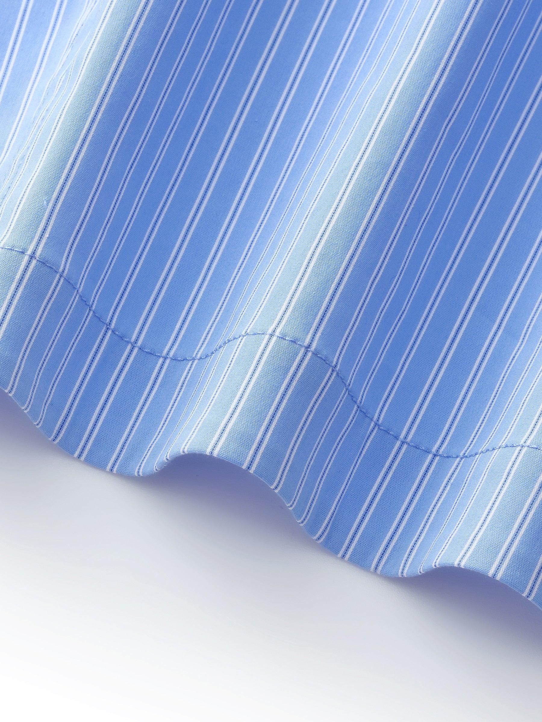 Blue And White Stripe Women Long Sleeve Shirt Product Image