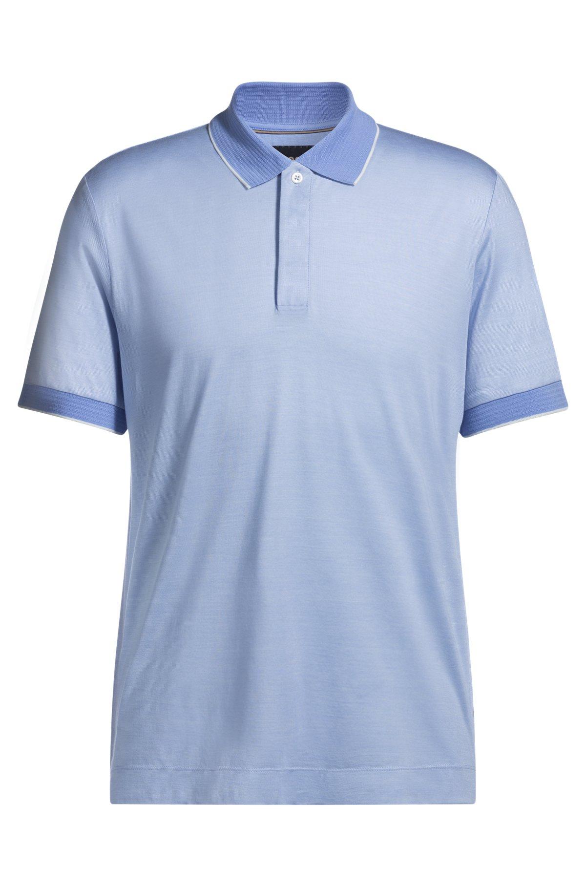 Cotton-silk polo shirt with structured trims Product Image