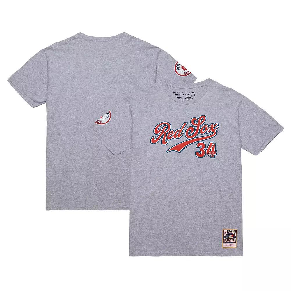 Men's Mitchell & Ness David Ortiz Grey Heather Boston Red Sox Cooperstown Collection Player T-Shirt,  Product Image