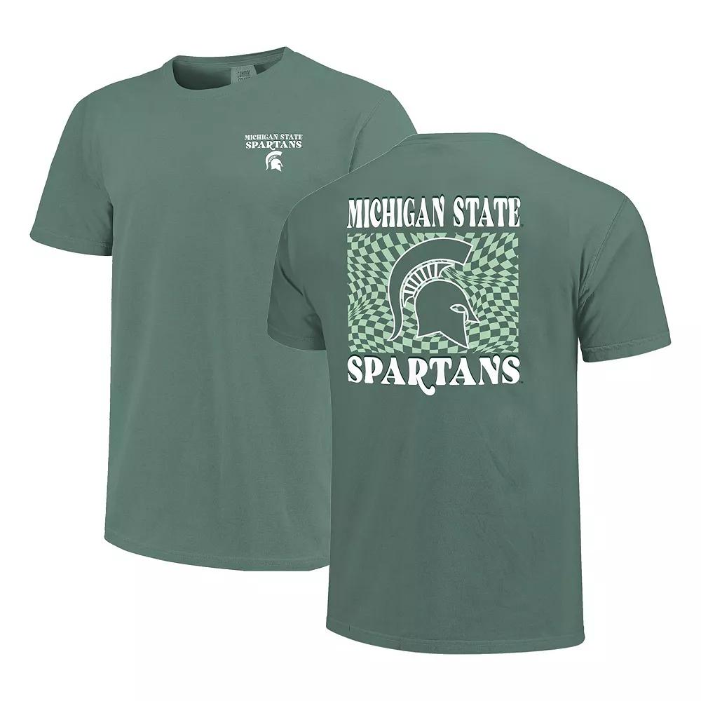 Women's Green Michigan State Spartans Comfort Colors Checkered Mascot T-Shirt,  Product Image