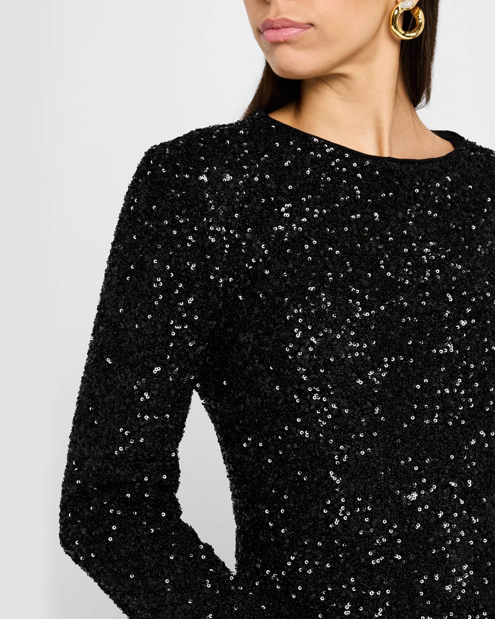 Long-Sleeve Sequined Mini Dress Product Image
