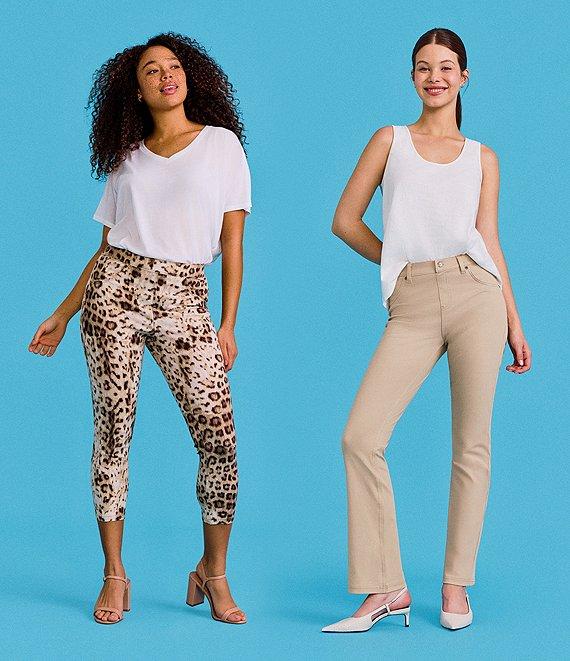 HUE Leopard Denim Capri Leggings Product Image