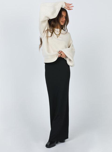 Harmony Balloon Sleeve Knit Sweater Beige Product Image