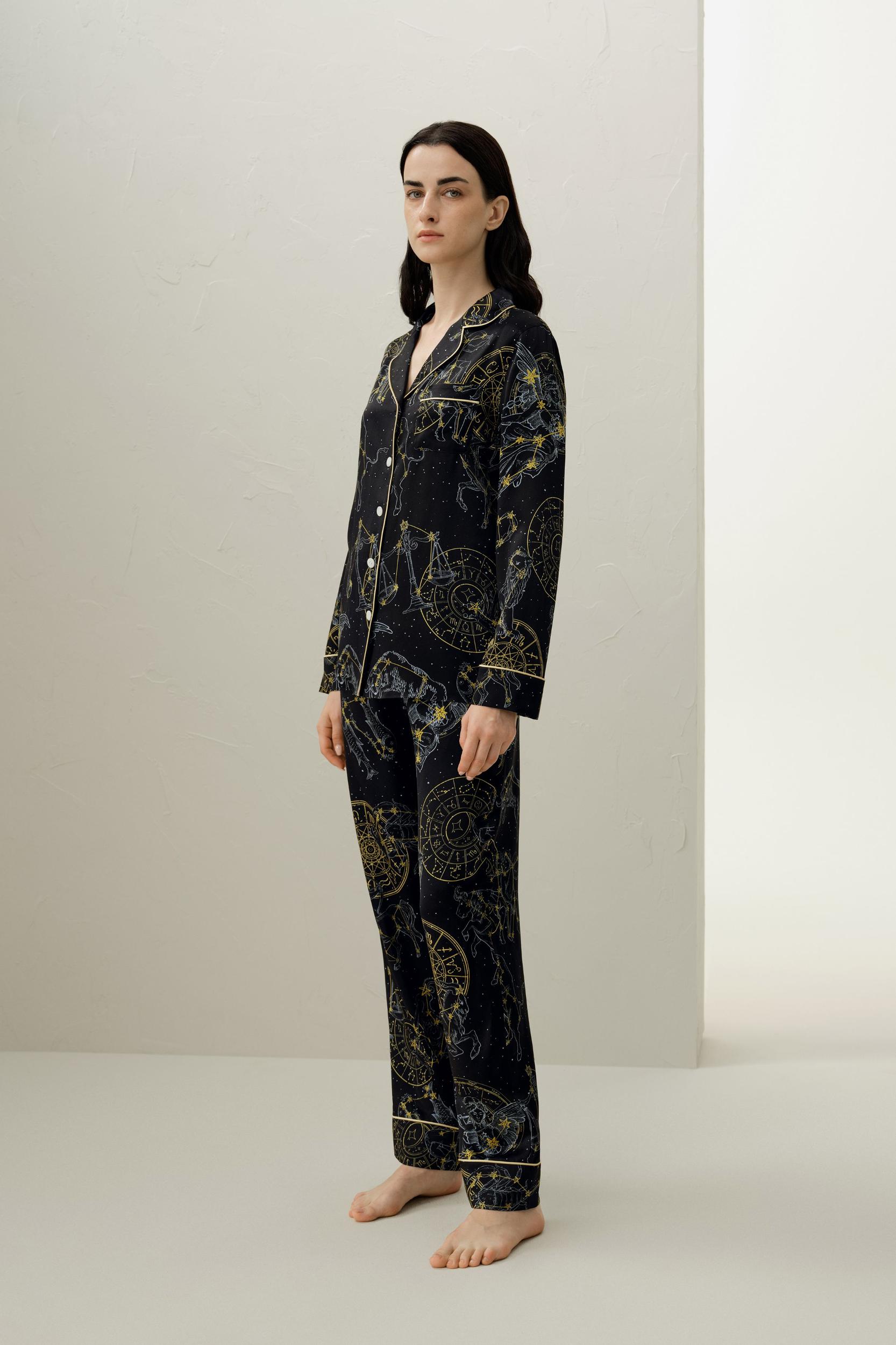 Virgo Zodiac Classic Silk Pajama Set Product Image