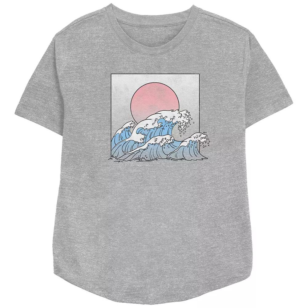 Women's Trendy Beach Waves Relaxed Fit Graphic Tee, Girl's,  Product Image