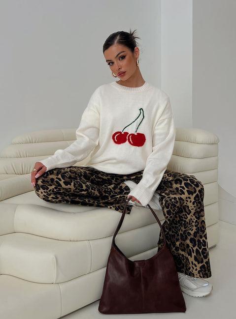 Cherry Dreams Knit Jumper Cream Product Image