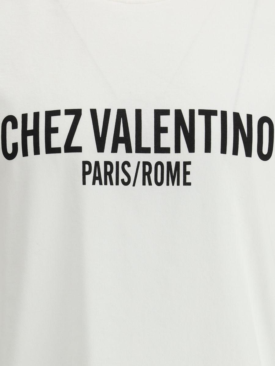 VALENTINO Cotton Crew Neck T-shirt With Graphic Print In White Product Image