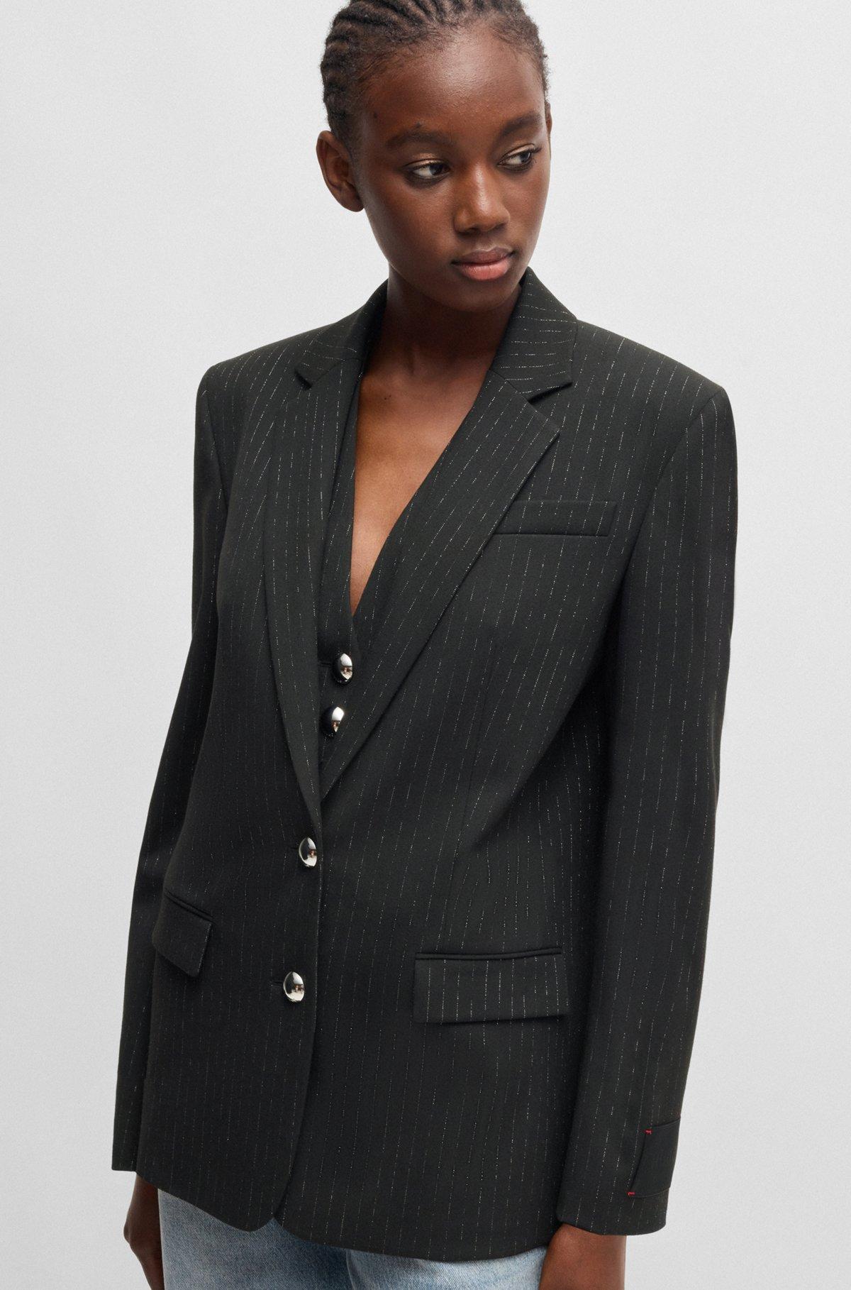 Relaxed-fit jacket with all-over sparkle pinstripe Product Image