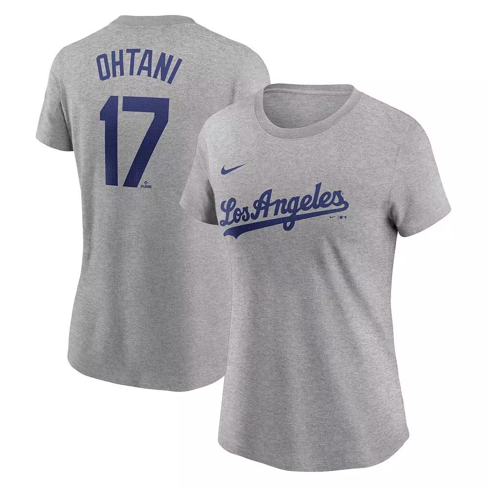 Women's Nike Shohei Ohtani Heather Gray Los Angeles Dodgers Fuse Name & Number T-Shirt,  Product Image