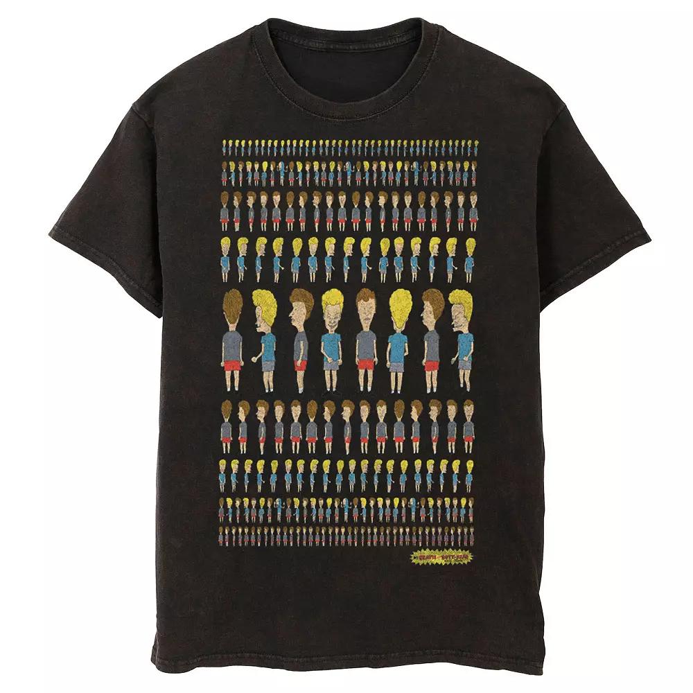 Men's Beavis And Butt-Head Multi Side Pattern Wash Graphic Tee,  Product Image