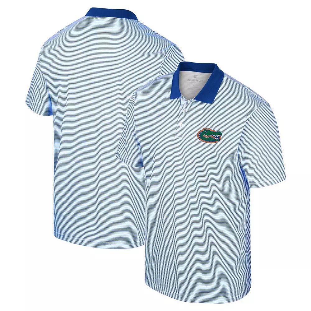 Men's Colosseum White/Royal Florida Gators Print Stripe Polo,  Product Image
